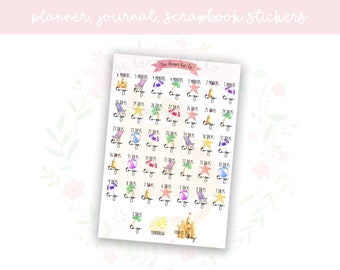 Watercolour Holiday Countdown Planner, Journaling, Scrapbook Stickers