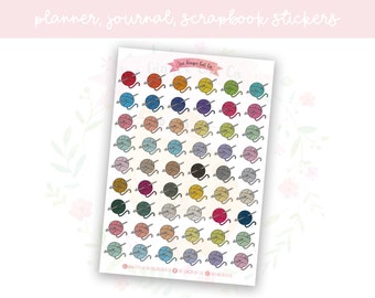 Rainbow Crochet Ball Planner Sticker Sheet | decorative stickers | journal stickers | scrapbooking