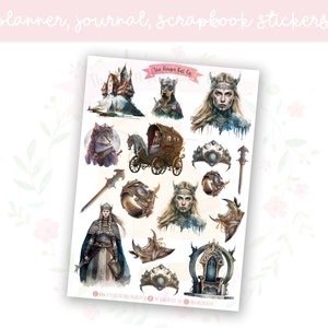 Watercolour Viking Princess Planner Sticker Sheet | decorative stickers | journal stickers | scrapbooking