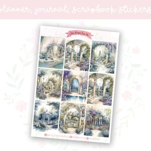 Vintage Ethereal Garden Full Boxes Decorative Journal, Scrapbook, Planner Stickers