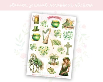 Watercolour Irish Planner Sticker Sheet Set 1 | decorative stickers | journal stickers | scrapbooking