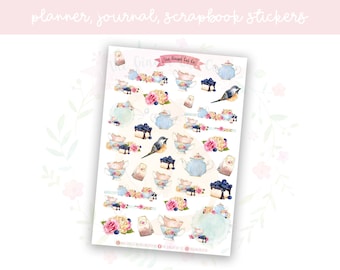 There's Always Time For Tea Planner Sticker Sheet | decorative stickers | journal stickers | scrapbooking
