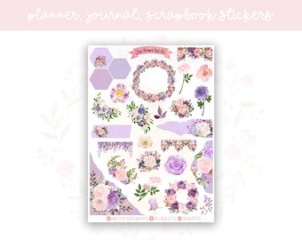 Lilac Blush Floral Mini Journal Kit Decorative Planner, Journaling, Scrapbook Stickers