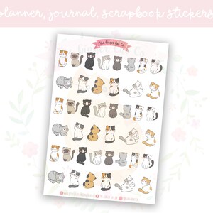 Cats Planner Sticker Sheet | decorative stickers | journal stickers | scrapbooking