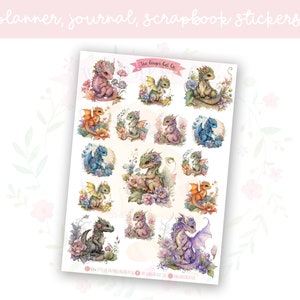 Baby Dragons Set 1 Decorative Journal, Scrapbook, Planner Stickers image 1