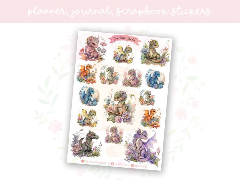 Baby Dragons Set 1 Decorative Journal, Scrapbook, Planner Stickers image 1