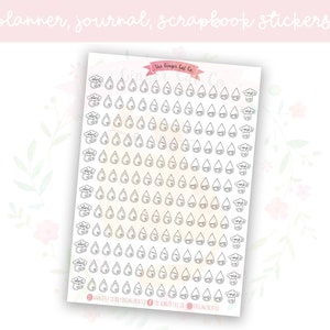 Simple Period Start & End Droplets, Period Tracker, Menstruation Planner, Journal, Scrapbook Stickers