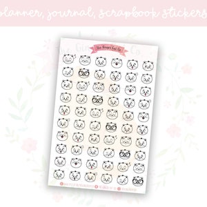 Black & White Cat Emoji Faces Planner, Journaling, Scrapbook Stickers