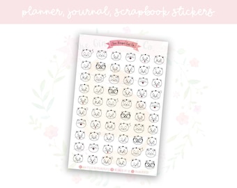 Black & White Cat Emoji Faces Planner, Journaling, Scrapbook Stickers