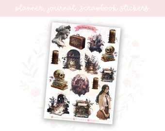 Dark Academia Set 1 Decorative Journal, Scrapbook, Planner Stickers