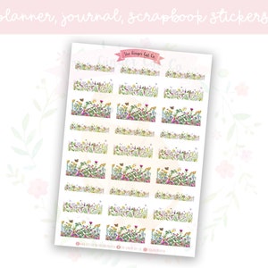 Small Wildflower Borders Planner Sticker Sheet | decorative stickers | journal stickers | scrapbooking