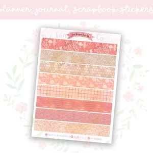 Peachy Washi Strips Decorative Journal, Scrapbook, Planner Stickers