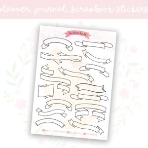 Journal Wavy Banners Decorative Planner, Journaling, Scrapbook Stickers