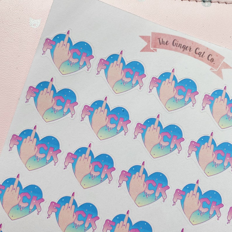 Heart /& Middle Finger Planner Stickers Fuck