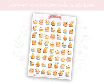 Bee Cupcakes Planner Sticker Sheet | decorative stickers | journal stickers | scrapbooking