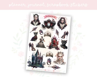 Watercolour Vampire Princess Planner Sticker Sheet | decorative stickers | journal stickers | scrapbooking