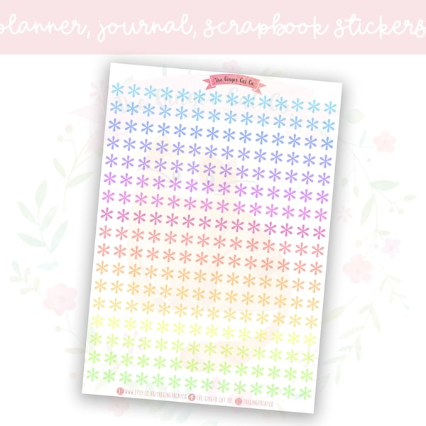 Rainbow Asterisk Decorative Journal, Scrapbook, Planner Stickers