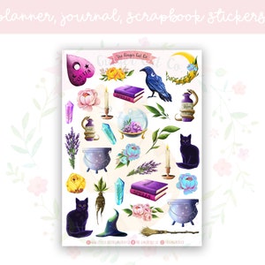 Watercolour Witch Planner Sticker Sheet | decorative stickers | journal stickers | scrapbooking