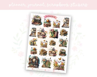 Book Lover Planner Sticker Sheet | decorative stickers | journal stickers | scrapbooking