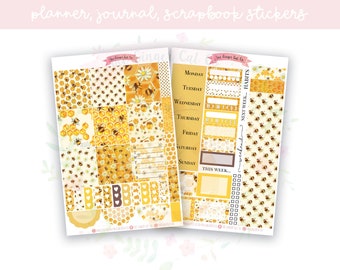 Bees Hobonichi Cousin Planner, Journaling, Scrapbook Weekly Sticker Kit