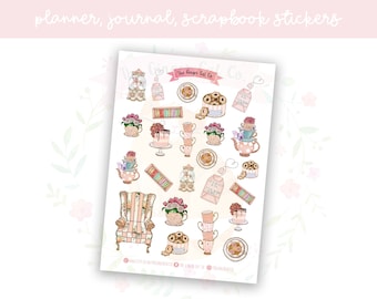 Fancy Tea Planner Sticker Sheet | decorative stickers | journal stickers | scrapbooking
