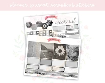 Grey Photo Planner, Journaling, Scrapbook Sticker Kit 1