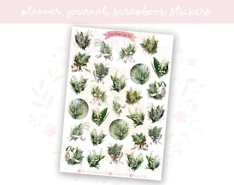 Lily of the Valley Flowers Planner Sticker Sheet | decorative stickers | journal stickers | scrapbooking