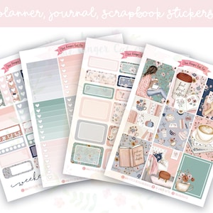 A la Carte Bücher & Kaffee Planer-Aufkleber-Kit, vertikaler Planer, Journaling, Scrapbook-Aufkleber