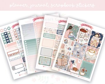 A la carte Books & Coffee Planner Sticker Kit, Vertical Planner, Journaling, Scrapbook Stickers