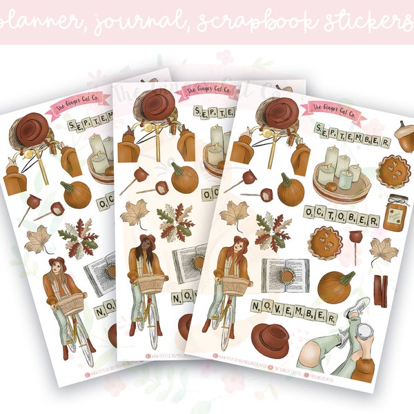 Autumn Day Planner Sticker Sheet | decorative stickers | journal stickers | scrapbooking