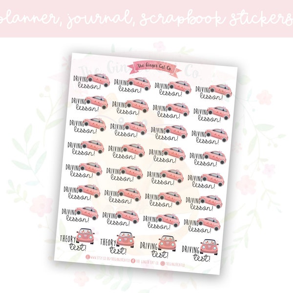 Kawaii Driving Lesson Decorative Planner, Journaling, Scrapbook Stickers