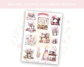 Spring Sewing Planner Sticker Sheet Set 1 | decorative stickers | journal stickers | scrapbooking