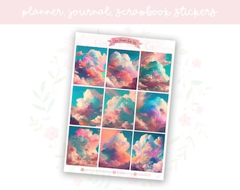 Pastel Clouds Full Boxes Decorative Journal, Scrapbook, Planner Stickers