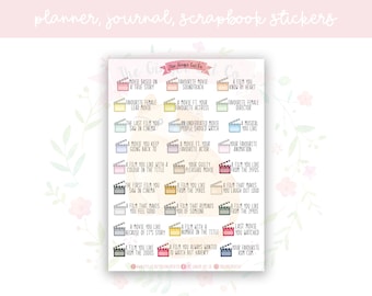 Movie Challenge Planner, Journaling, Scrapbook Stickers