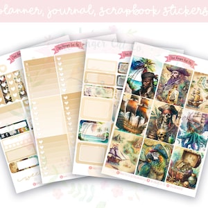 A la carte Pirates Planner Sticker Kit, Vertical Planner, Journaling, Scrapbook Stickers