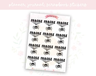 Spider 'Fragile' Packaging, Planner, Journaling, Scrapbook, Stickers