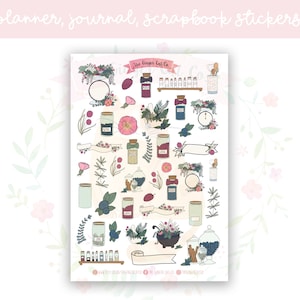Witch&#39;s Herb Kitchen Planner Sticker Sheet | decorative stickers | journal stickers | scrapbooking