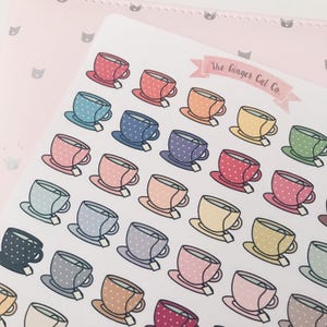 Rainbow Polka Dot Teacups Planner Sticker Sheet decorative stickers journal stickers scrapbooking image 3