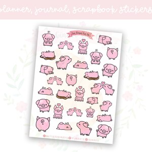 Cute Pigs Planner Sticker Sheet | decorative stickers | journal stickers | scrapbooking