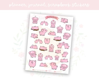 Cute Pigs Planner Stickers | Journal Scrapbooking Stickers