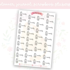 Pregnancy Weeks Baby Tracker Planner, Journaling, Scrapbook Stickers