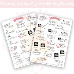 Pregnancy Planner Checklist Stickers: Milestones, Appointments, Baby Icons