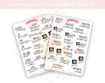 Pregnancy, Baby Checklist Decorative Journal, Scrapbook, Planner Stickers