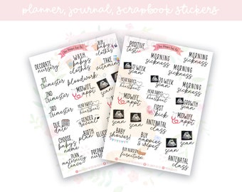 Pregnancy Planner Checklist Stickers: Milestones, Appointments, Baby Icons