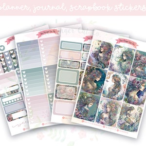 A la carte Floral Mermaids Planner Sticker Kit, Vertical Planner, Journaling, Scrapbook Stickers