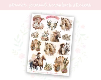 Cowgirl Planner Sticker Sheet | decorative stickers | journal stickers | scrapbooking