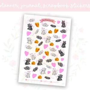 Cute Rats Planner Sticker Sheet | decorative stickers | journal stickers | scrapbooking