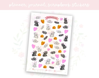 Cute Rats Planner Sticker Sheet | decorative stickers | journal stickers | scrapbooking