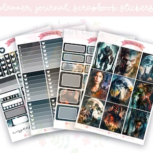 Werwolf-Sticker-Set, vertikaler Planer, Journaling, Scrapbook-Aufkleber, A-la-carte-Sticker