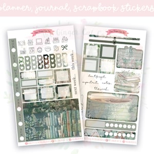Sage Bookworm Hobonichi Weeks Planner, Journaling, Scrapbook Sticker Kit